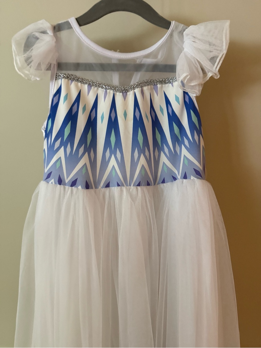 Girls Frozen Elsa White and Blue Sparkle Princess Costumes Dress